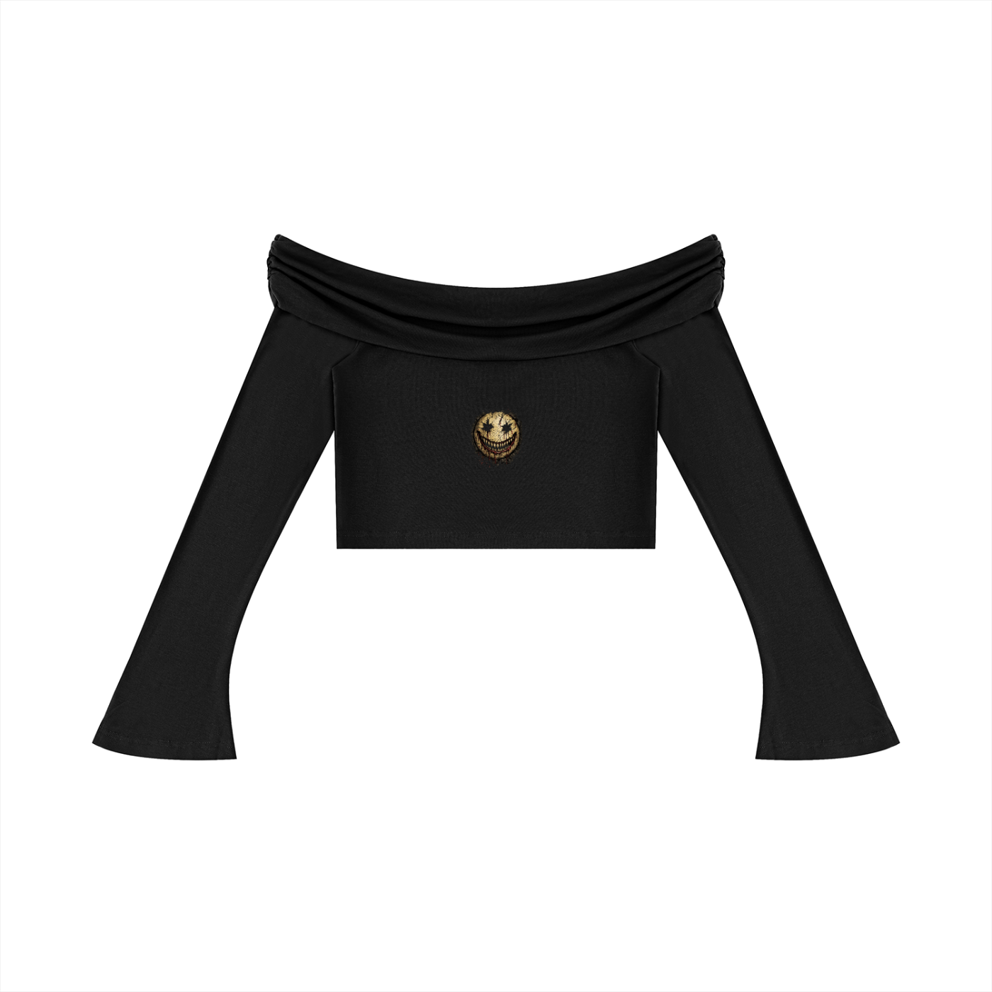 Women's Off-the-Shoulder Bell Sleeve Crop T-Shirt